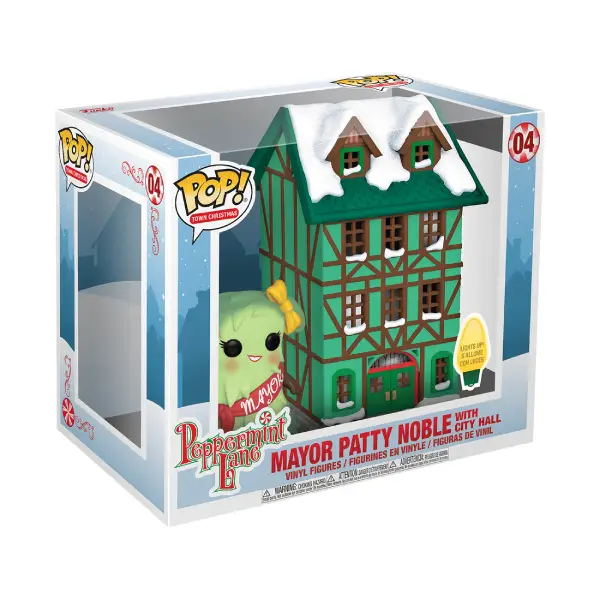 TOWN CHRISTMAS PEPPERMINT LANE FIGURINE POP 04 MAYOR PATTY NOBLE WITH CITY HALL