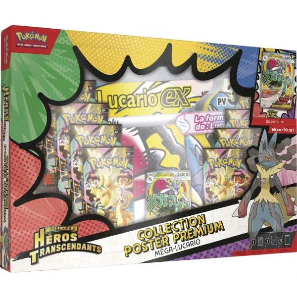 POKEMON ME2.5 MEGA-EVOLUTION HEROS TRANSCENDANTS COFFRET COLLECTION POSTER PREMIUM MEGA-LUCARIO