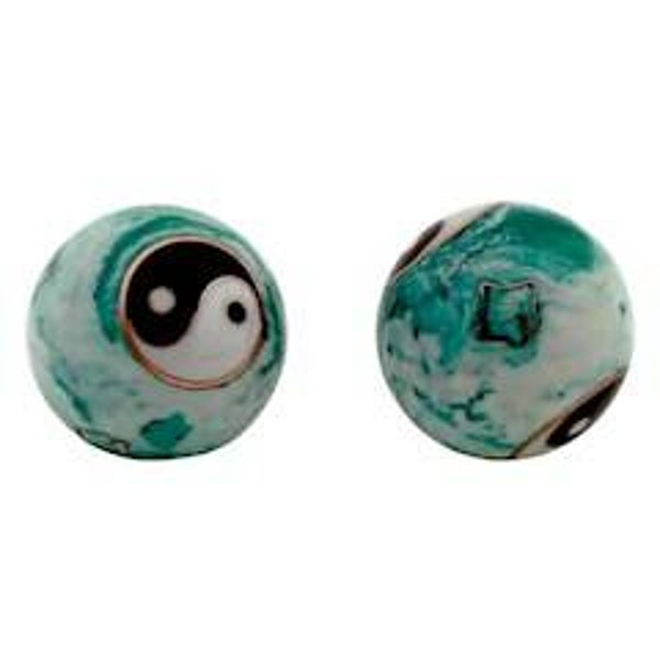 Meridiaankogels Yin Yang wit/groen 3.5 cm of 4 cm