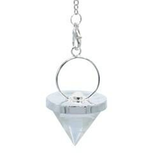 Pendel bergkristal kegelvorm met maansteen