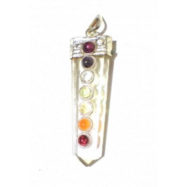 Chakra hanger bergkristal met 7 halfedelstenen