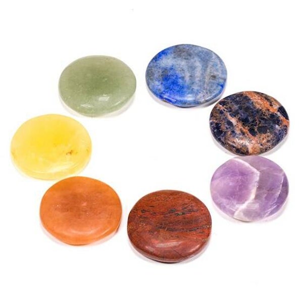 Edelstenen SET 7 chakra stenen rond 3.5 cm