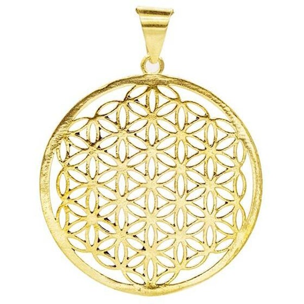 Bloem des Levens hanger messing goudkleurig of zilverkleurig 3 cm