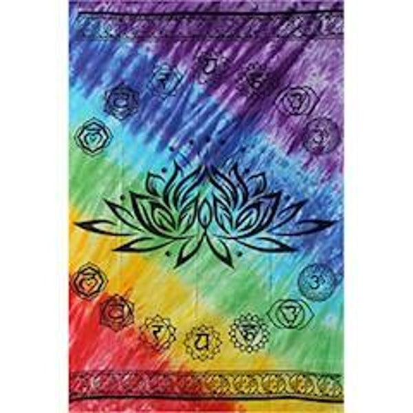 Wandkleed lotus met 7 chakrakleuren