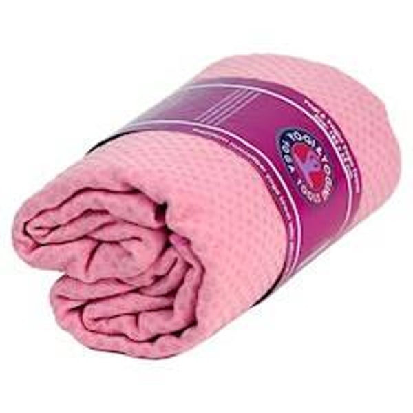 Yoga handdoek PVC  of siliconen antislip roze 183x65 cm