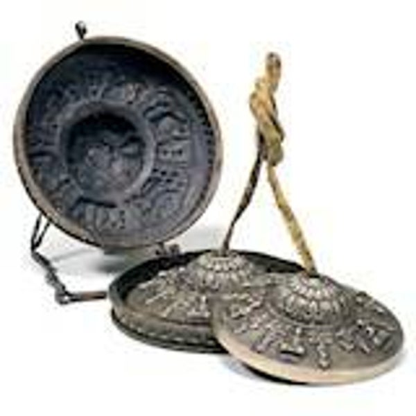 Tingsha set in luxe houder 11cm