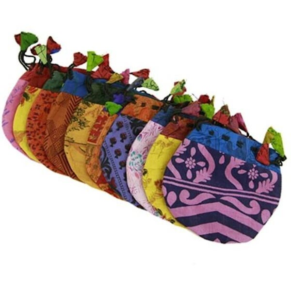 Vintage zijden tasje gemengde kleuren