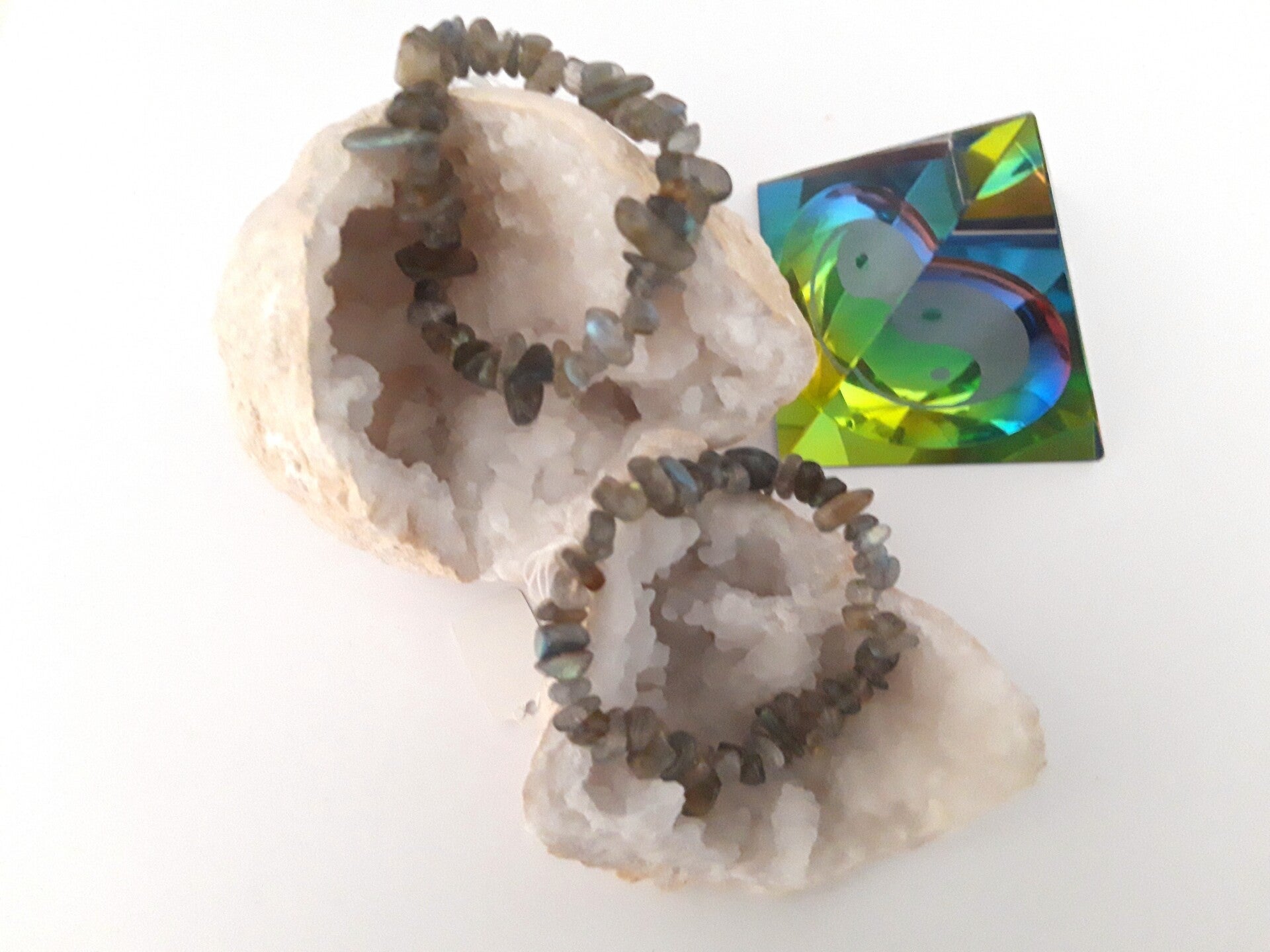 Elastisch split armband labradoriet