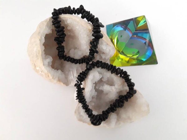 Elastisch split armband zwarte toermalijn