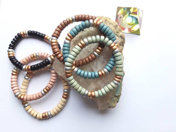 Vintage houten armbanden 6 kleuren