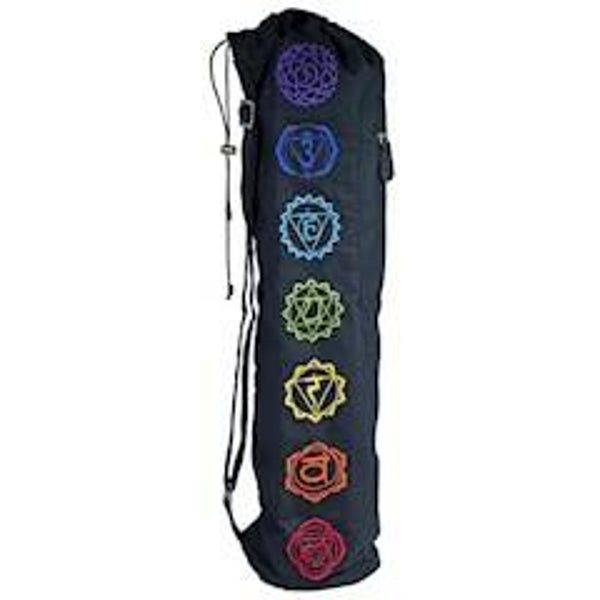 Yogatas met trekkoord zwart 7 Chakra's