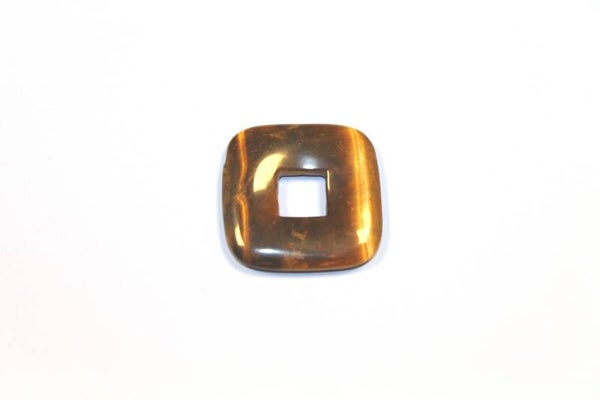 Donut vierkant Tijgeroog 3.5x3.5 cm (binnenmaat 1.5x1.5 mm)