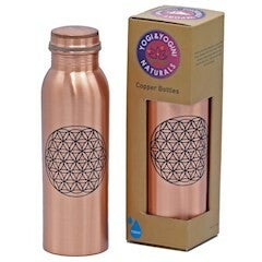 Koperen drinkfles bloem des levens geprint