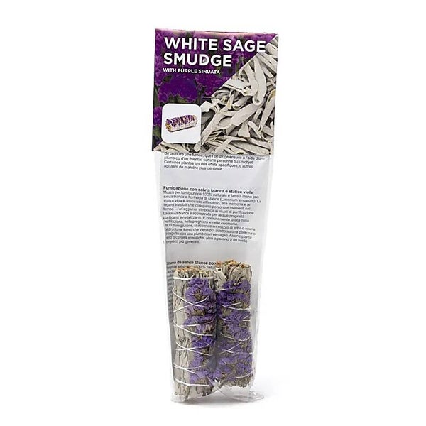 Witte salie smudge met paarse sinuata set van 2