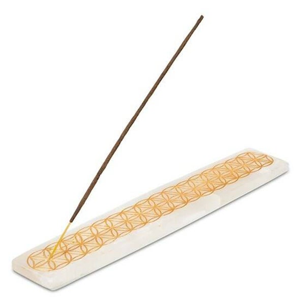 Wierookhouder seleniet met bloem des levens