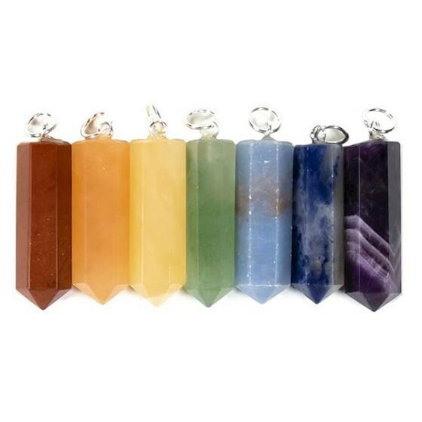 chakra puntgeslepen hangers diverse chakras 3.5 cm