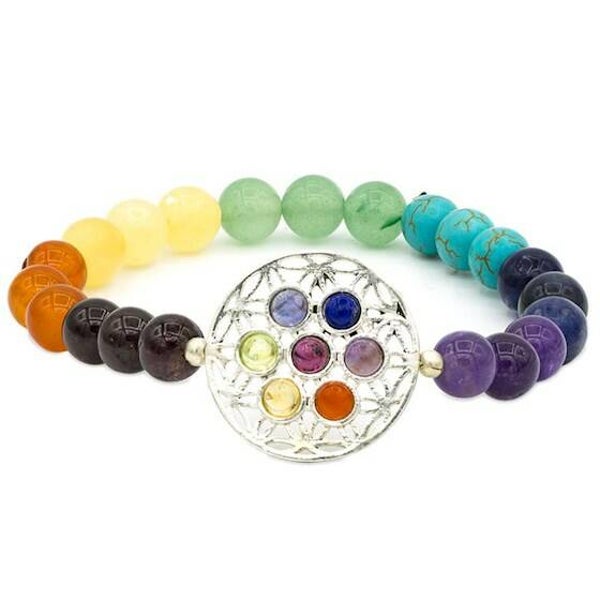Armband 7 chakra's bloem des levens elastisch