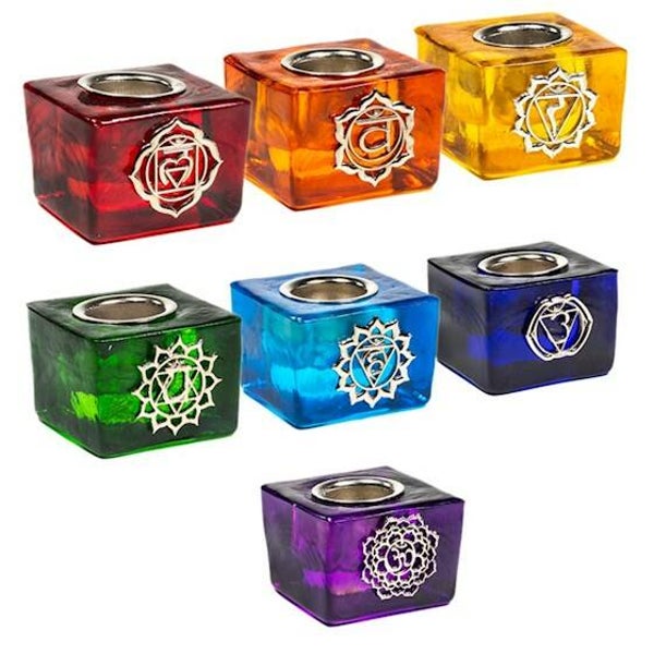 Set van 7 Chakra kaarshouders met 22 mm gat