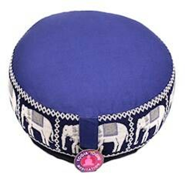 Meditatiekussen donkerblauw olifanten opdruk 33x17 cm