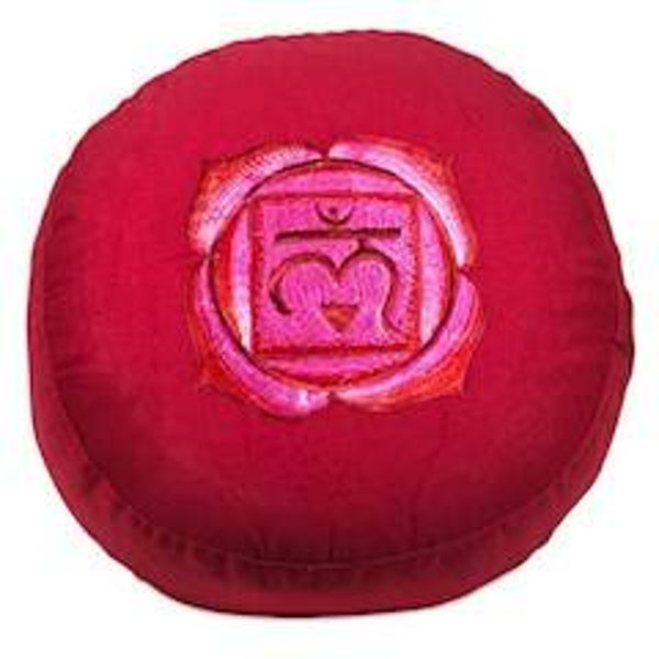 Meditatiekussen 1e chakra Muladhara geborduurd 33x17 cm