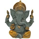 Ganesha grote oren grijs met gouden finish 14 cm