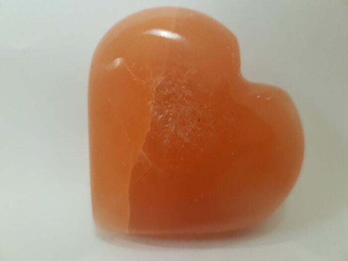 Hart knuffelsteen seleniet oranje 8 cm