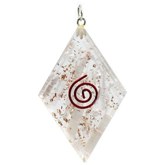 Orgoniet hanger seleniet diamantvormig 5.5x3.5 cm