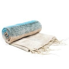 Meditatie omslagdoek crème met strepen 200x80 cm