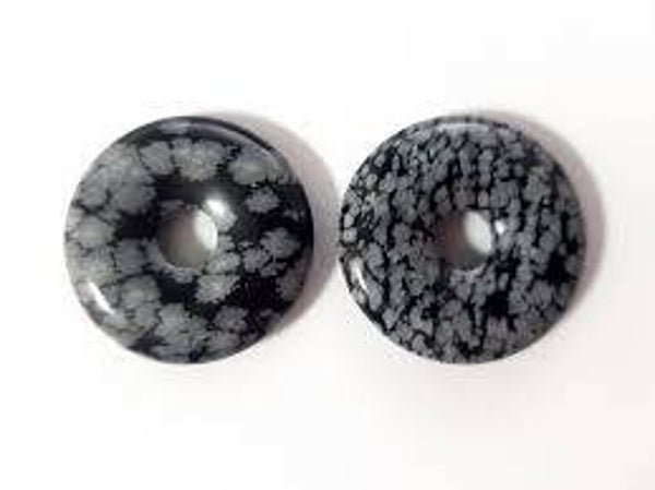 Donut hanger obsidiaan sneeuwvlok 30 mm (binnenmaat 1 mm)