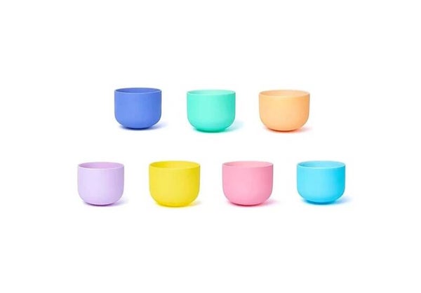 SET 7 Kristallen klankschalen Macaron design 432 hz + 2 tassen