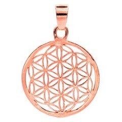 Hanger bloem des levens messing koperkleur of roze goudkleur 2.5 cm