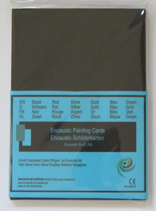 Encaustic gekleurd papier zwart A4 of A 5 per 6 stuks