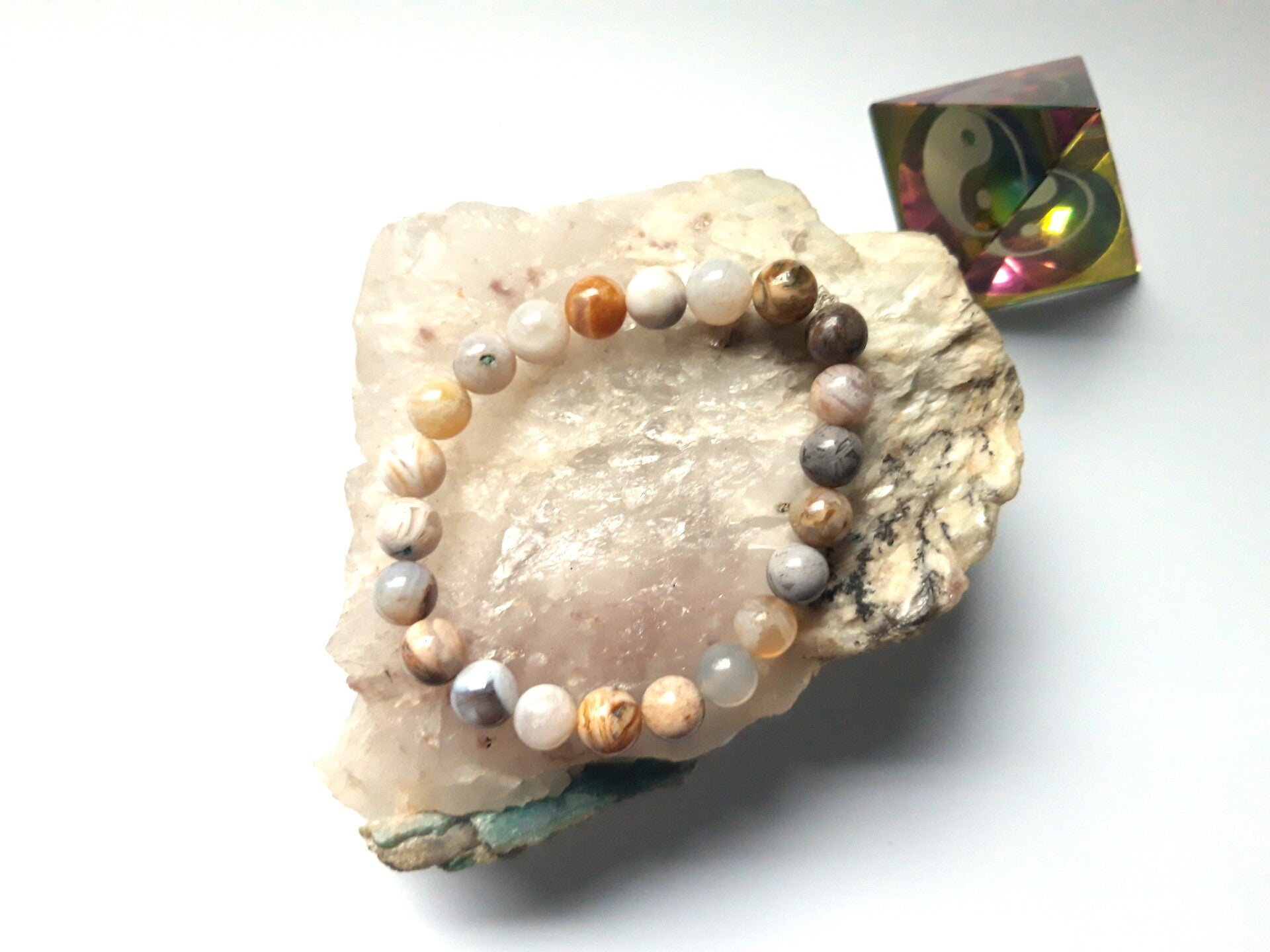 Armband Bamboo Leaf Agaat 8 mm