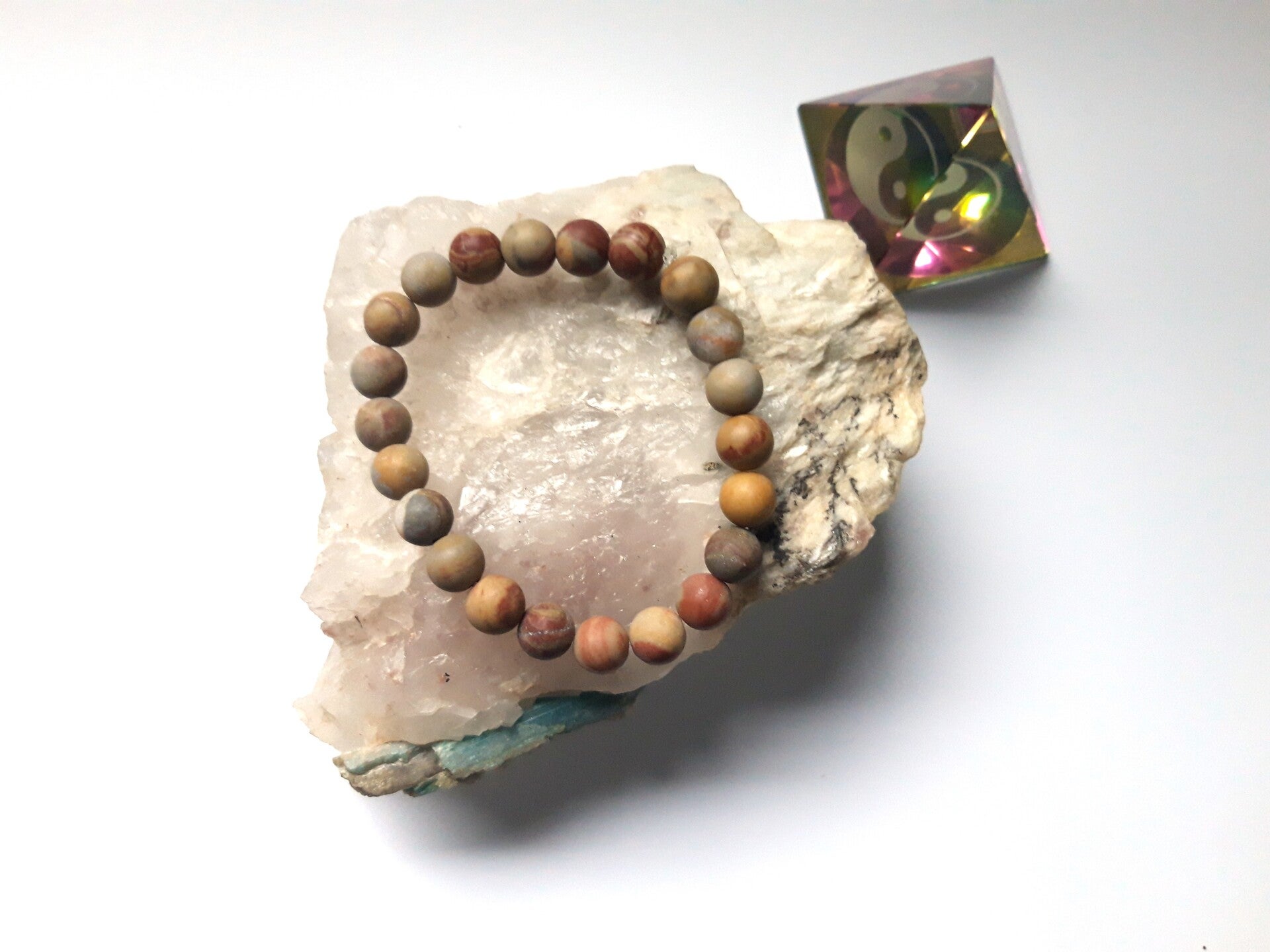 Armband Rood Regenboog Jaspis mat 8 mm