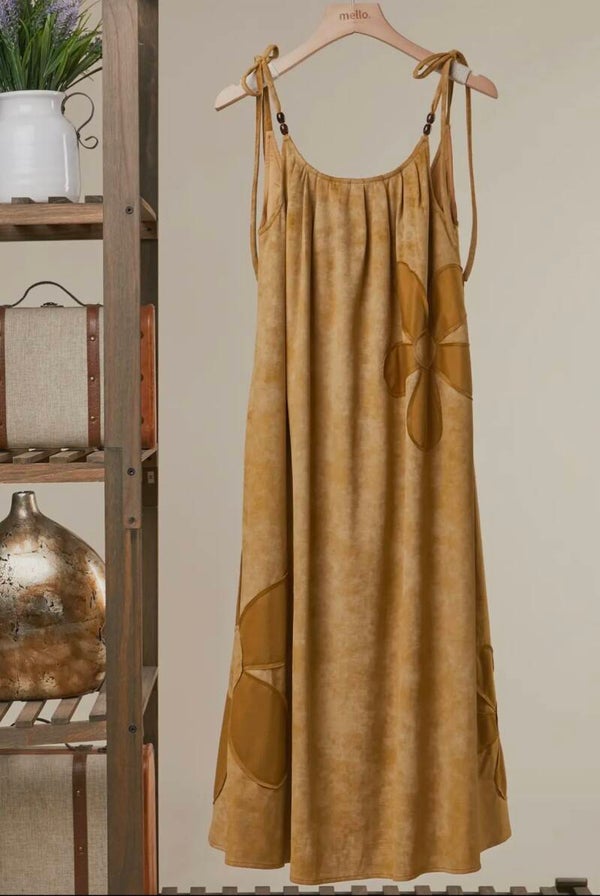 Floral Applique A Line Maxi Dress