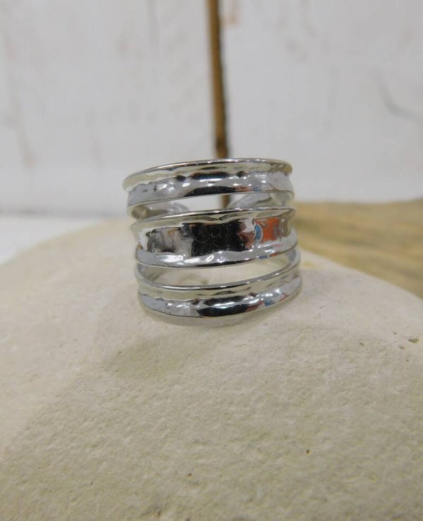 Bague acier large - argenté