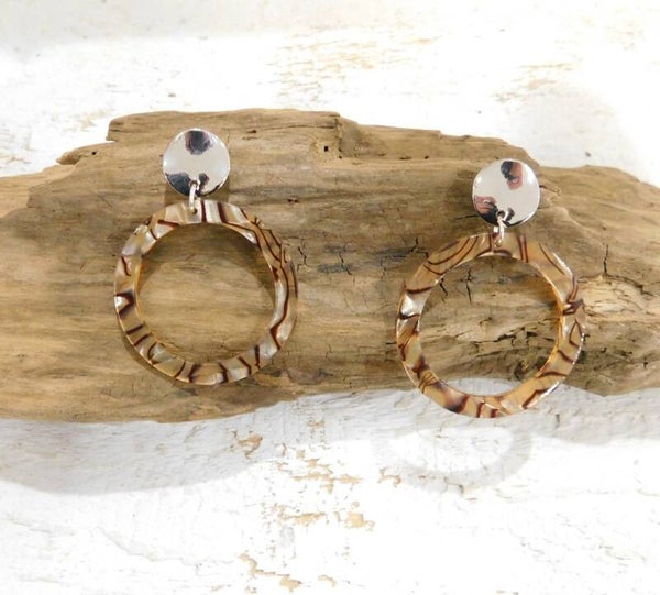 Boucles d'oreilles SWANN camel argentées