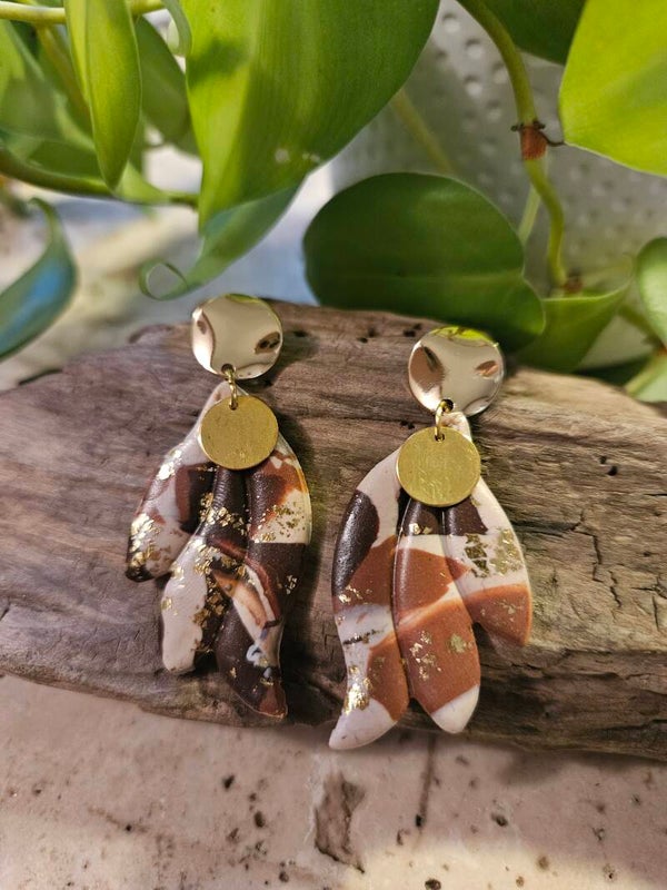 Boucles d'oreilles ELSA dorées - beige