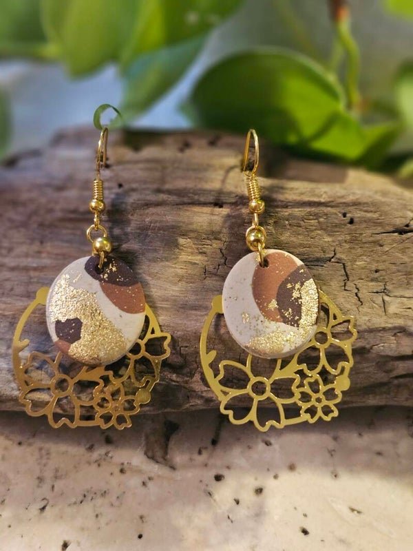 Boucles d'oreilles JULIA dorées - beige