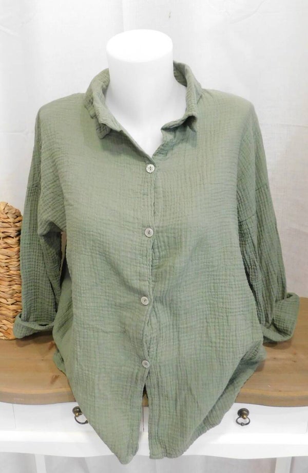 Chemise gaze de coton - kaki