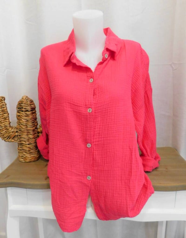 Chemise gaze de coton - magenta
