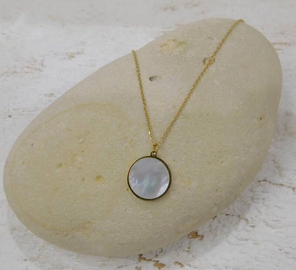 Collier acier nacre - doré