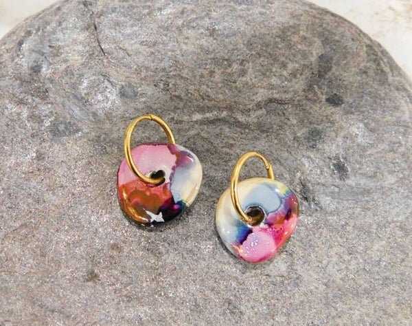 Boucles d'oreilles EZIA - multicolore dorées