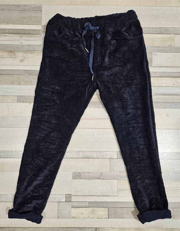 Pantalon velours uni - marine