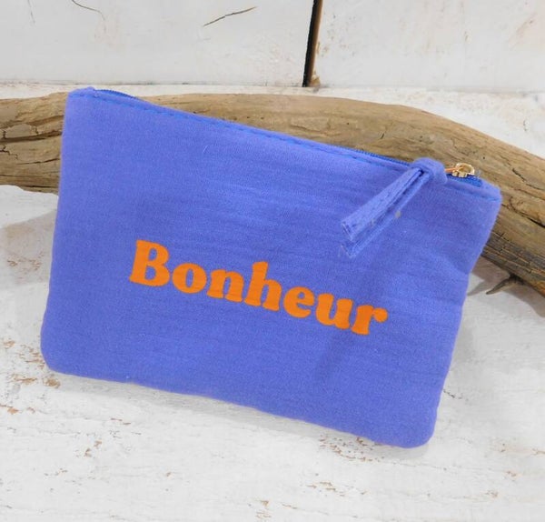 Pochette coton Bonheur - bleu