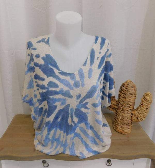 Tee-shirt ample tie & dye - bleu