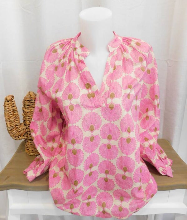 Tunique motifs - framboise