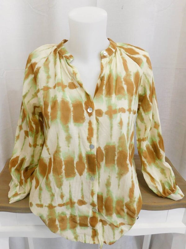 Tunique tie & dye - camel et vert
