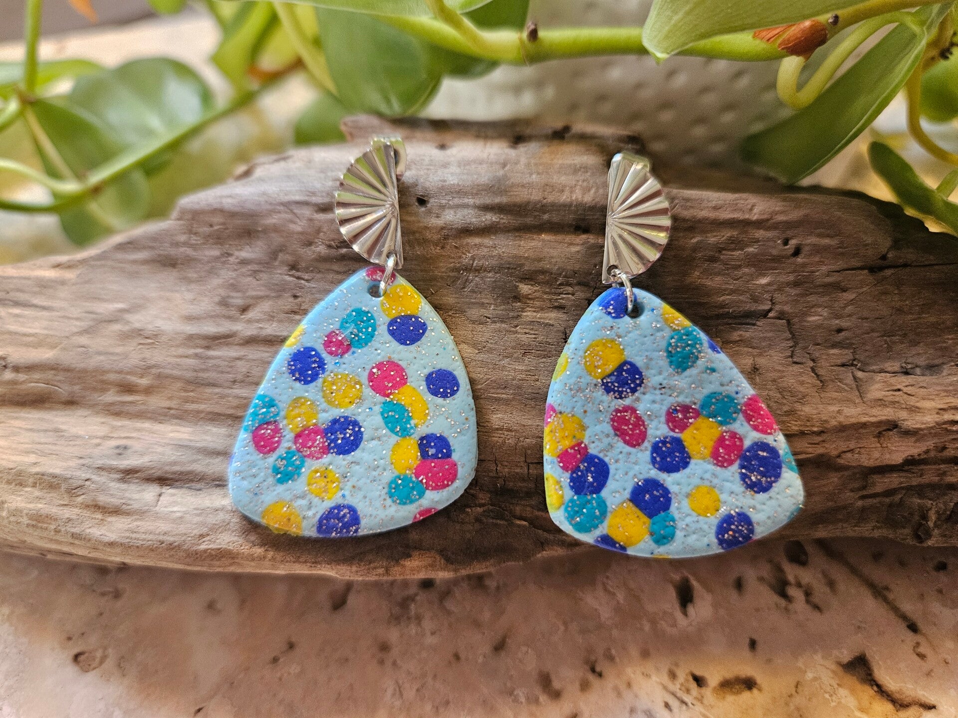 Boucles d'oreilles LOLITA MM argenté - bleu ciel et multicolore