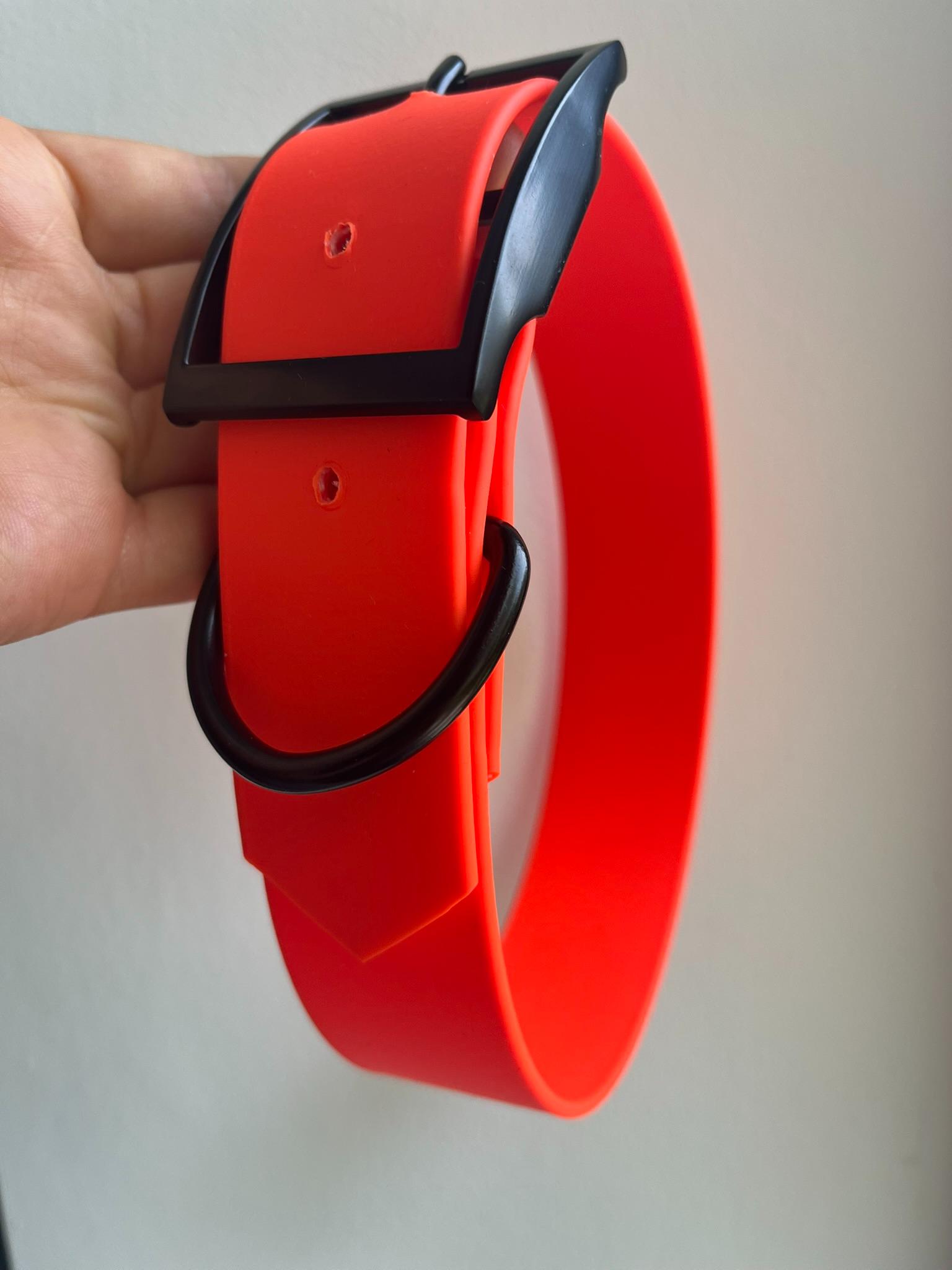 Biothane halsband, 38mm, maat L, neon oranje
